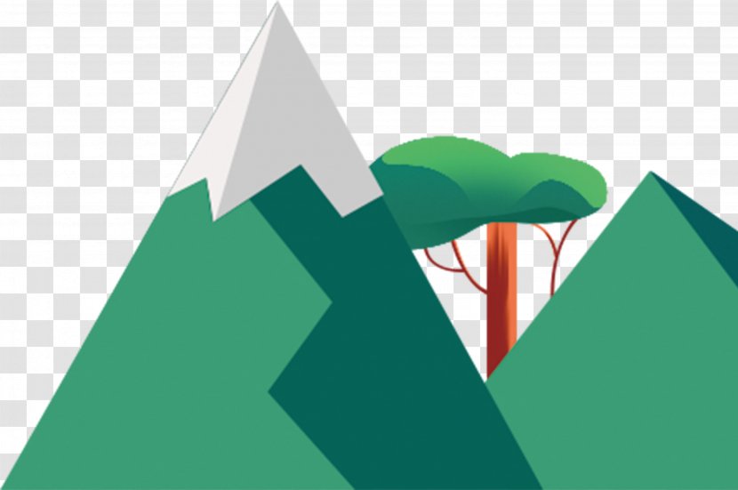 Cartoon - Area - Castle Peak Trees Decorated Flat Transparent PNG