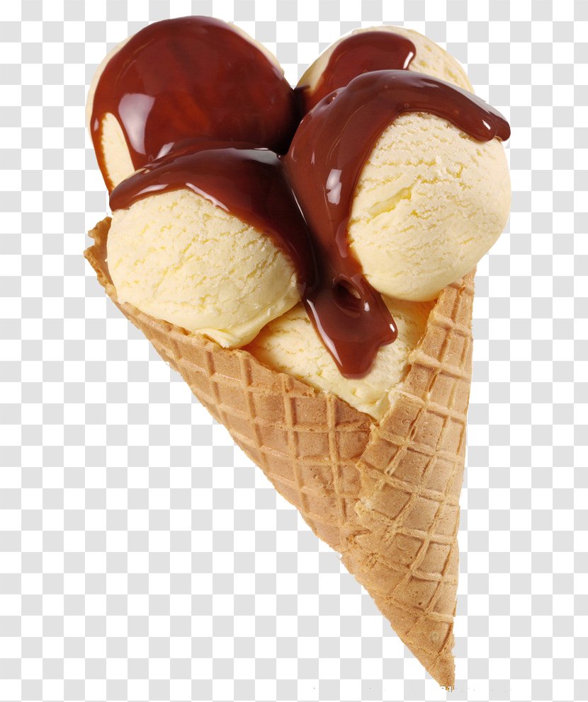 Ice Cream Cone Chocolate Sundae - Waffle Transparent PNG