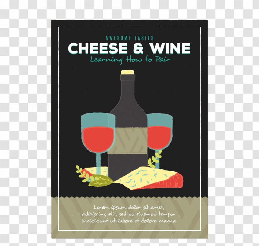 Red Wine Champagne Poster Glass - Bottle - Cheese And Posters Vector Material Transparent PNG
