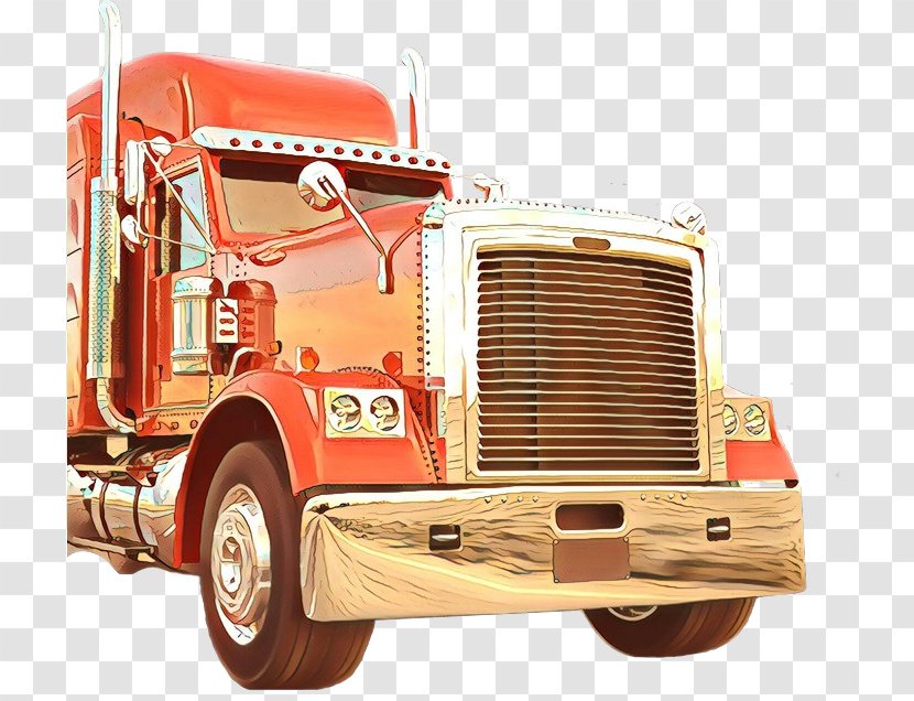 Classic Car Background - Trailer Truck - Driver Vintage Transparent PNG