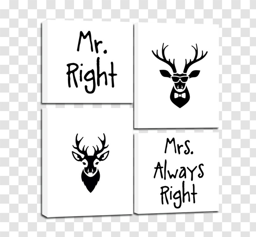 Canvas Mrs. Painting Mr. Reindeer - Black And White Transparent PNG