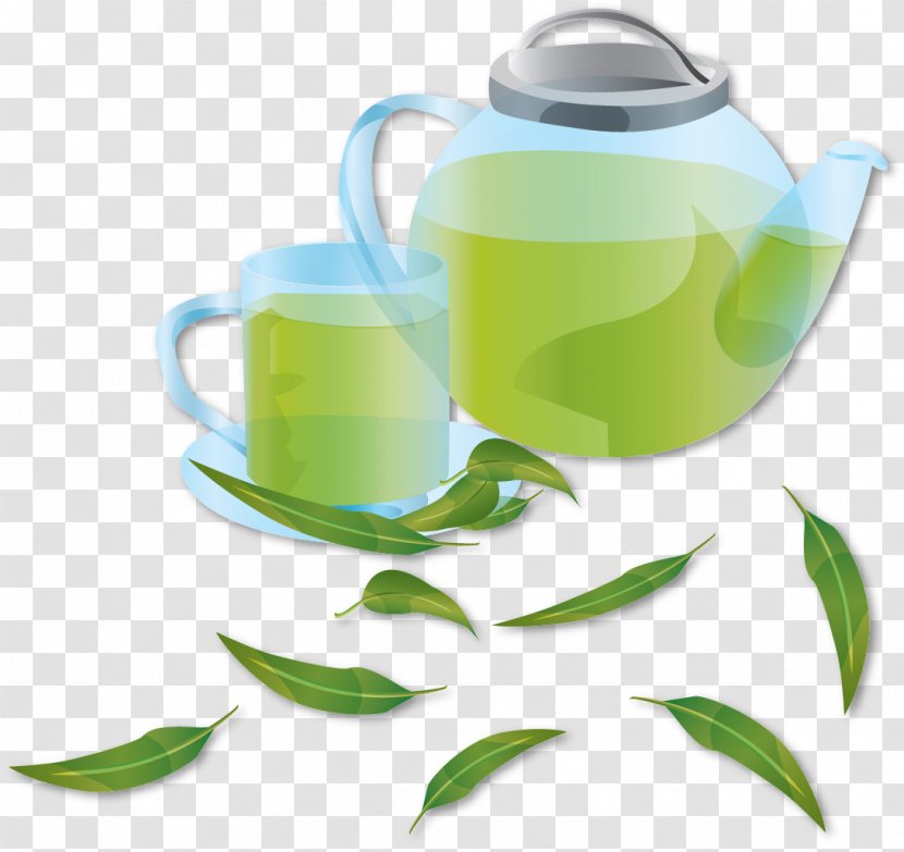 Green Tea Coffee Flowering Teapot - Kettle Transparent PNG