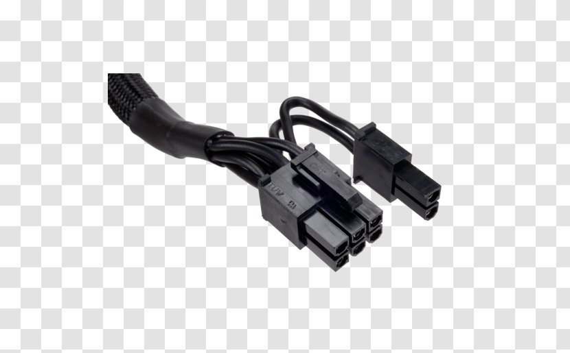 Power Supply Unit PCI Express Corsair Type 4 Sleeved Black PCI-E Cable With Pigtail Connector And... Electrical - Conventional Pci - Laptop Cord Transparent PNG