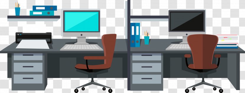 Office Room Interior Design Services Illustration - Table - Vector Computer Desk Material Transparent PNG