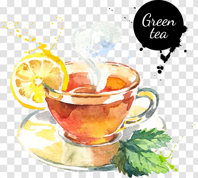 Green Tea Darjeeling Drawing - Teacup - Ink Transparent PNG