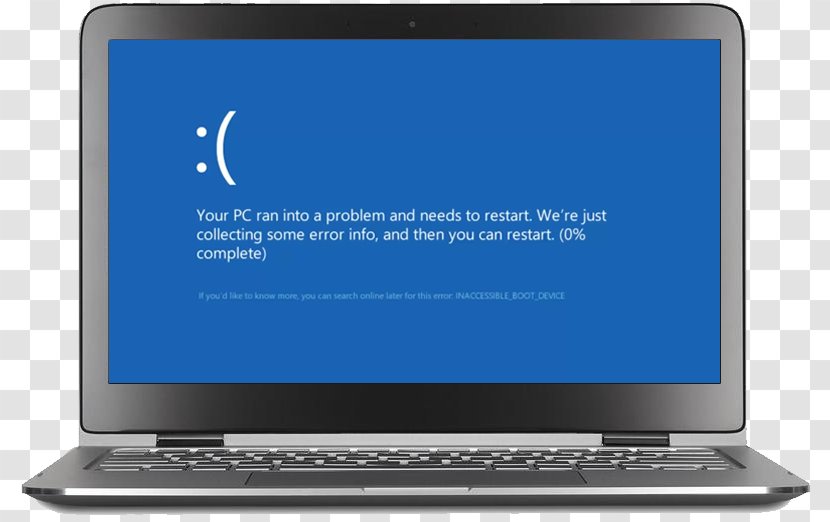 Netbook Laptop Personal Computer Windows 10 Blue Screen Of Death - Monitor Transparent PNG