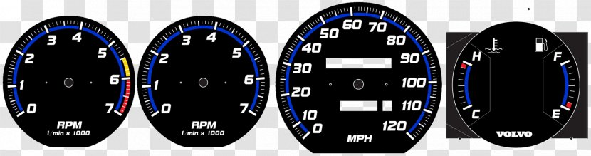 Car Volvo 200 Series Motor Vehicle Speedometers Tachometer Electronic Instrument Cluster - Brand - Speedometer Logo Transparent PNG