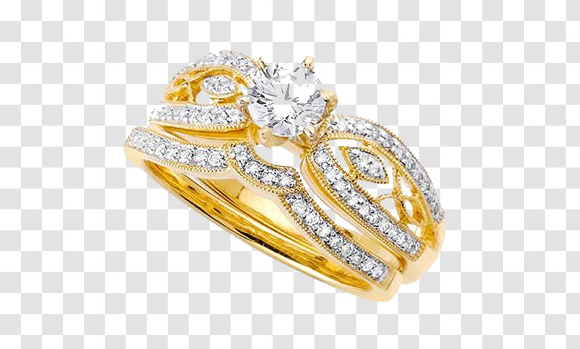 Wedding Ring Engagement Diamond - Gold Rings Transparent Image Transparent PNG