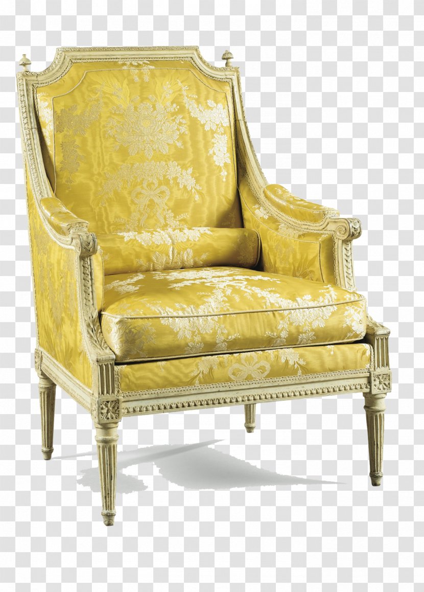 Wing Chair Table Couch Furniture - European Gold Color Foot Line Armchair Transparent PNG