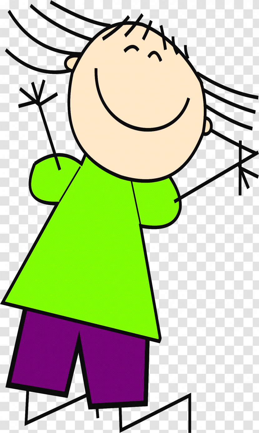 Cartoon Green Facial Expression Head Line Transparent PNG