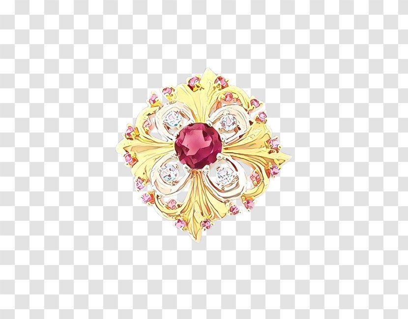 Yellow Pink Brooch Jewellery Fashion Accessory - Plant Metal Transparent PNG