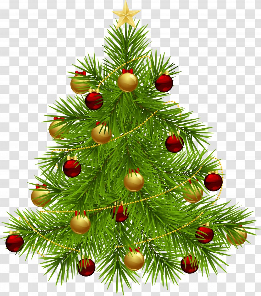 Christmas Tree New Year Clip Art - Decoration - Transparent With Ornaments Transparent PNG