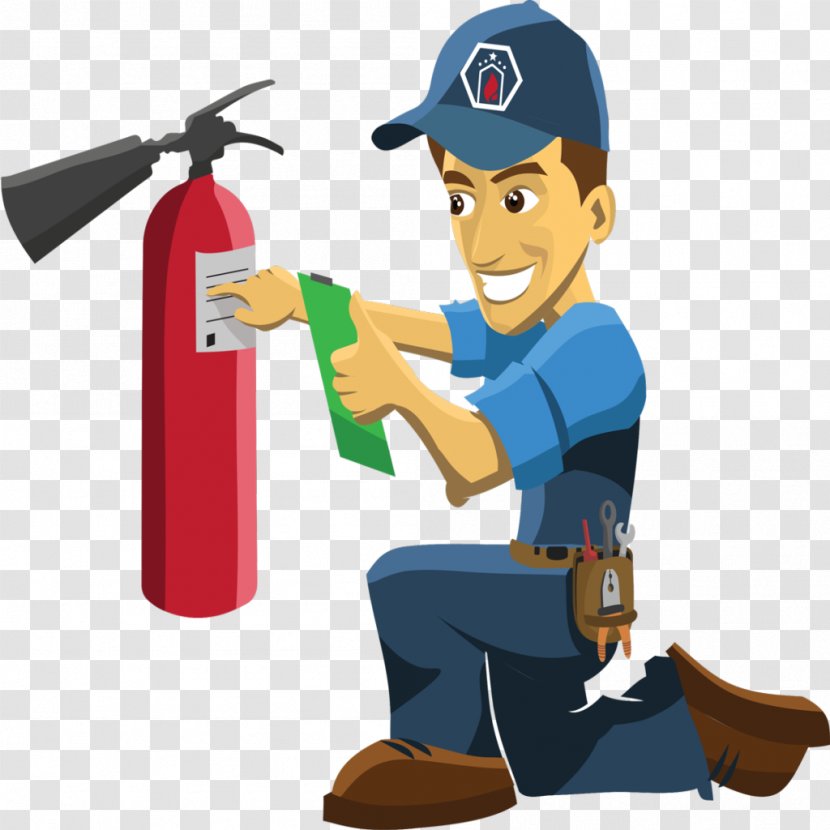 Fire Extinguishers Sprinkler System Alarm Safety Clip Art - Inspection - Character Black And White Transparent PNG