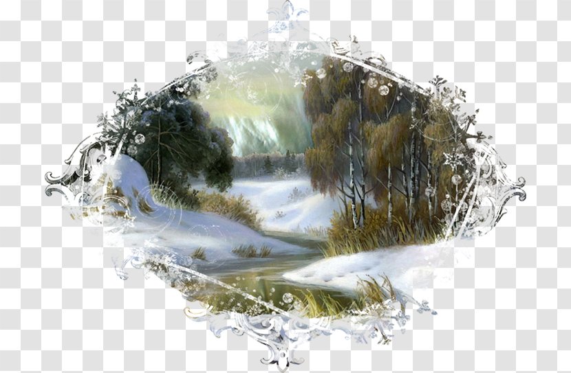 Oil Painting Reproduction Landscape With Snow Fedoskino Miniature Transparent PNG
