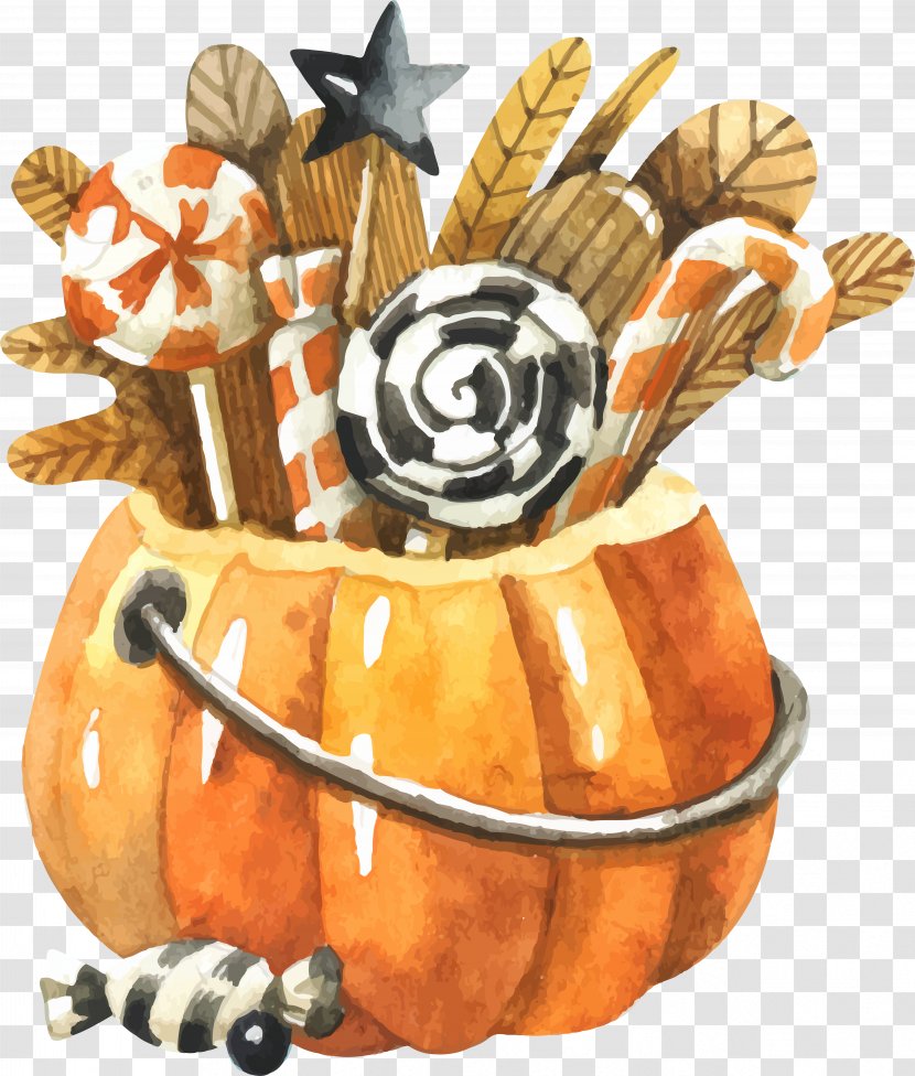Muffin White Chocolate Cafe Twix Cupcake - Thanksgiving - Watercolor Pumpkin Basket Transparent PNG