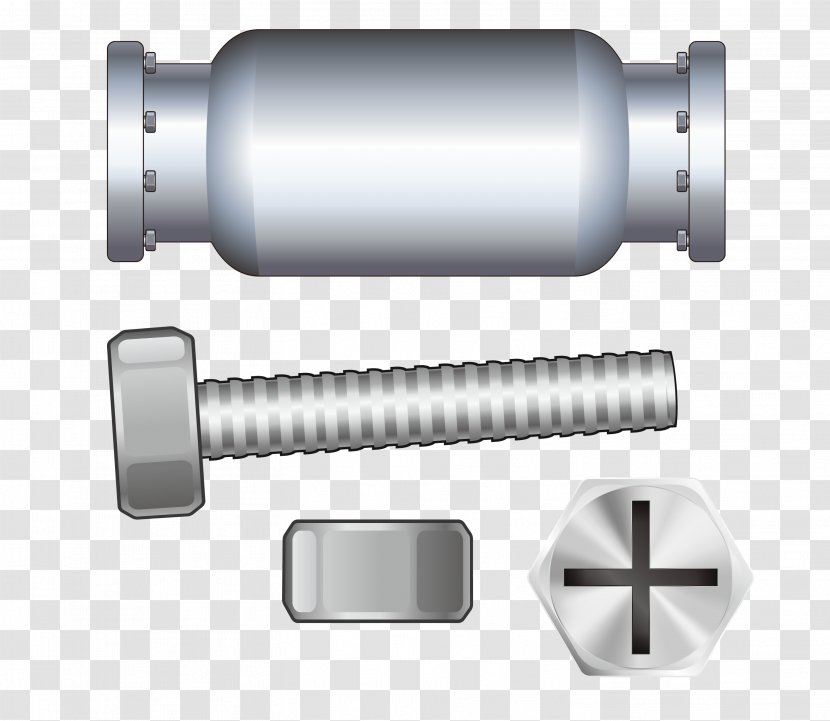 Nut Screw - Drawing - Vector Silver Transparent PNG