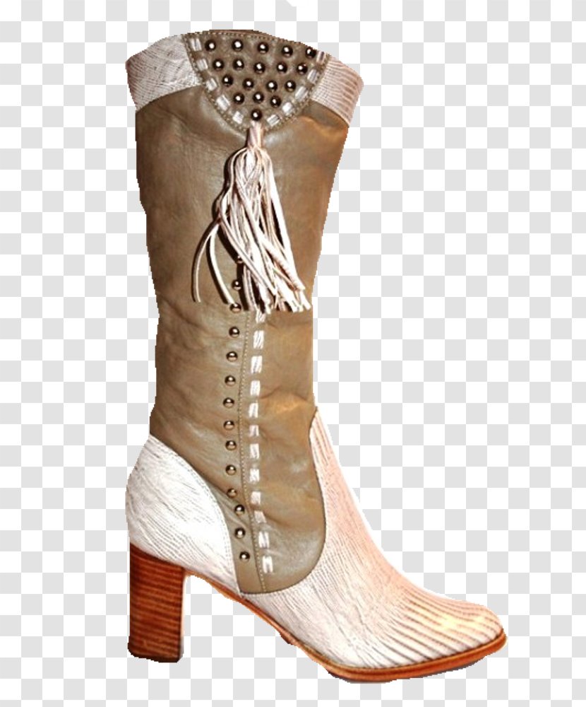 Cowboy Boot High-heeled Shoe Beige - High Heeled Footwear - Capim Transparent PNG