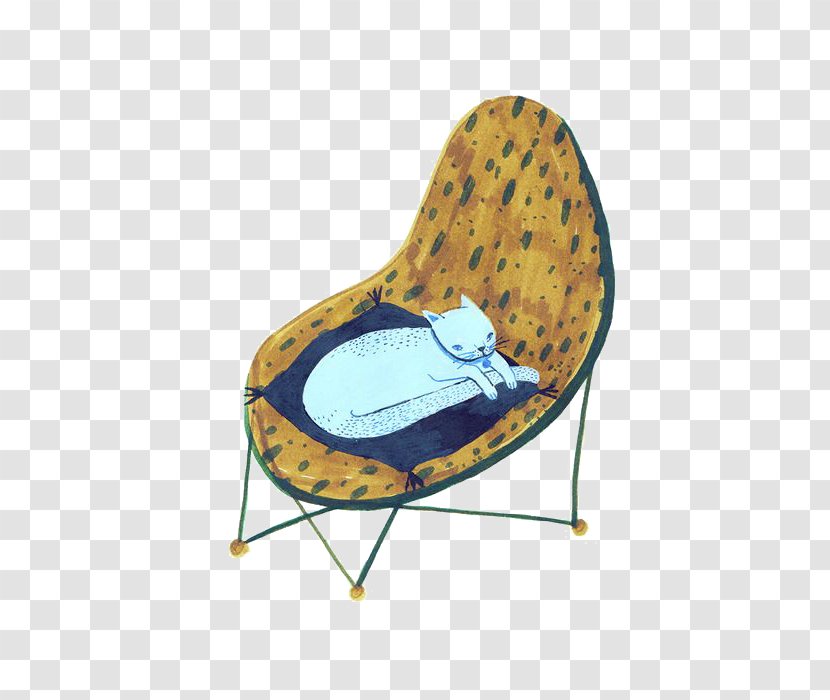 Cat Chair Drawing Art Illustration - On A Transparent PNG