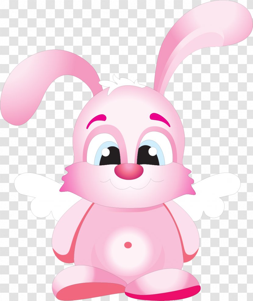 White Rabbit Easter Bunny Illustration - Vector Painted Pink Transparent PNG