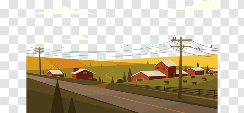 Landscape Graphic Design Clip Art - House - Cartoon Flat Grass Plains Transparent PNG