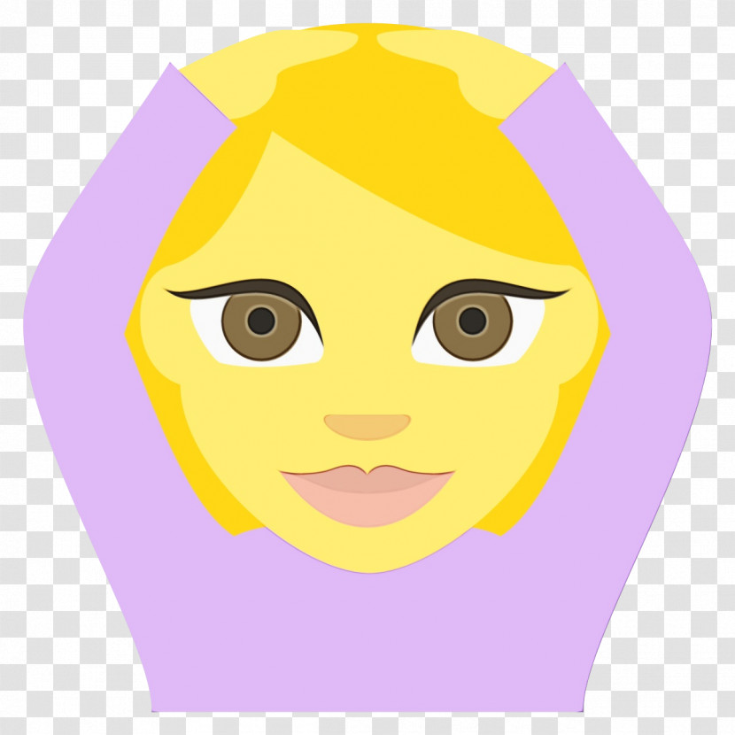 Face Cartoon Yellow Facial Expression Violet Transparent PNG