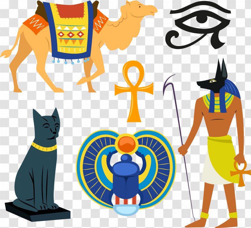Egyptian Pyramids Ancient Deities Pharaoh Illustration - Egypt - Decorative Elements Transparent PNG