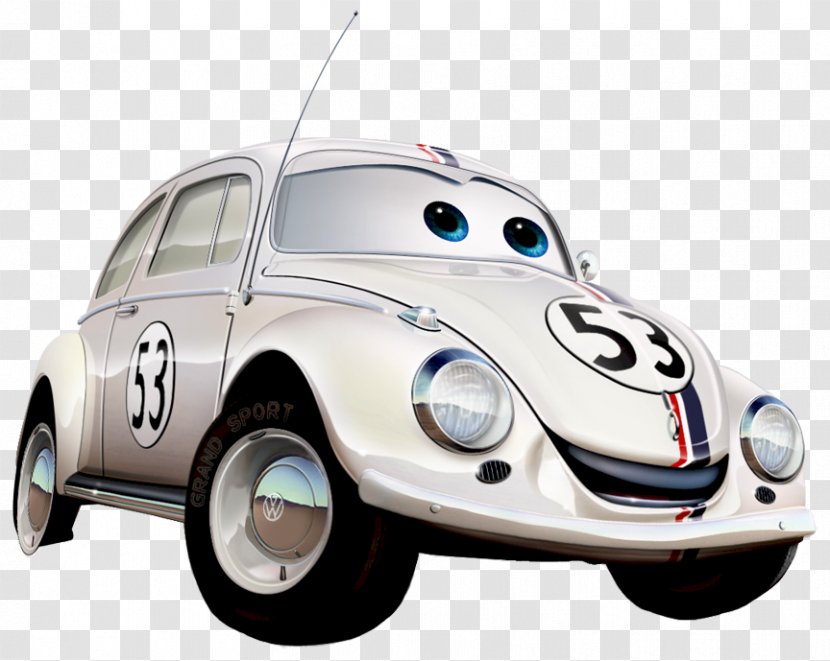 Herbie Lightning McQueen Mater Car Volkswagen Beetle - Model - Cartoon Convertible Transparent PNG