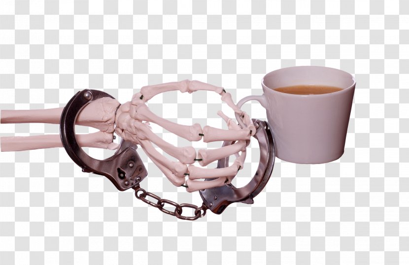 Coffee Hand Skeleton Stock Photography - A In Handcuffs Transparent PNG
