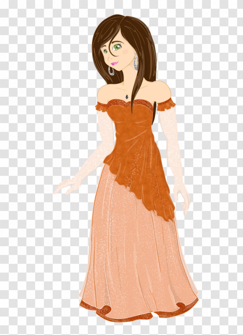 Gown Illustration Dress Brown Hair Shoulder - Tree - Heart Transparent PNG
