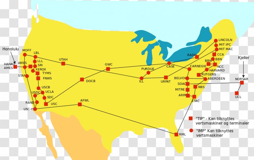ARPANET Computer Network DARPA Internet Packet Switching - Map Transparent PNG