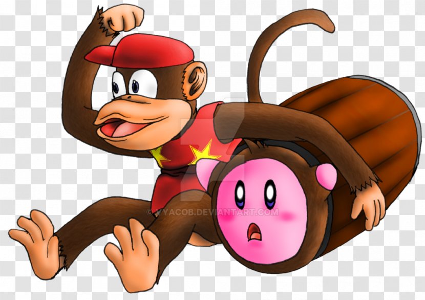 Clip Art Drawing Kirby Cartoon Character - Mammal - Diddy Kong Transparent PNG
