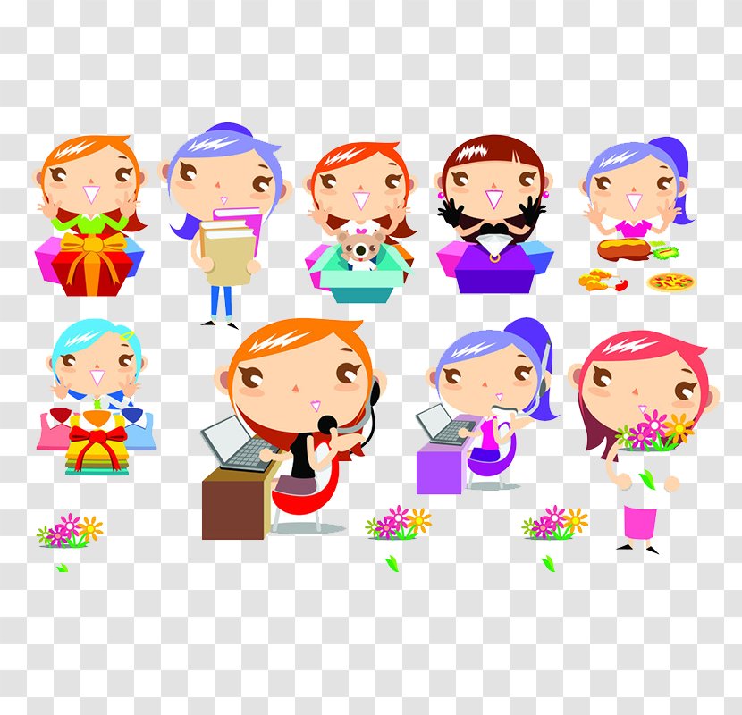 Cartoon Child Gift Illustration - Characters Transparent PNG