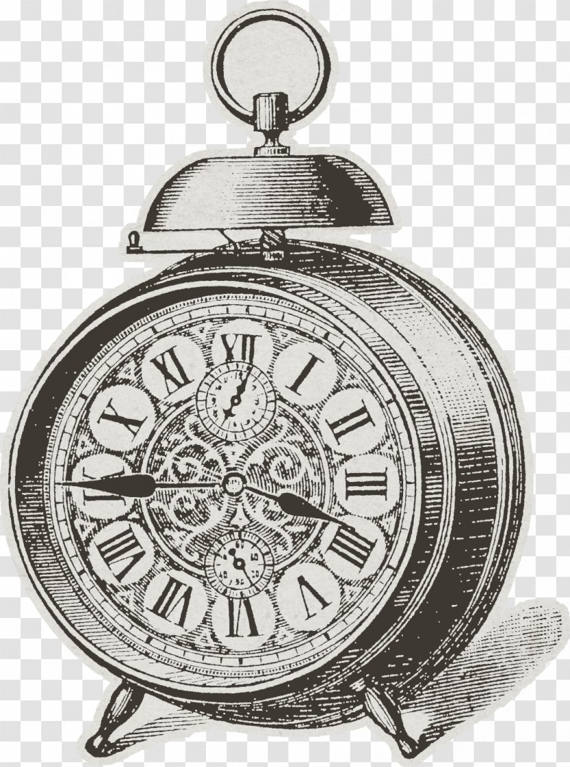 Alarm Clock Table Black And White - Painted Transparent PNG