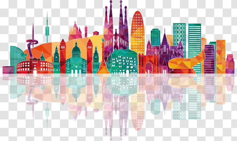 Barcelona Urban Diversities And Language Policies In Medium-Sized Linguistic Communities Smart City Illustration - Shutterstock - Colorful Building Silhouettes Transparent PNG