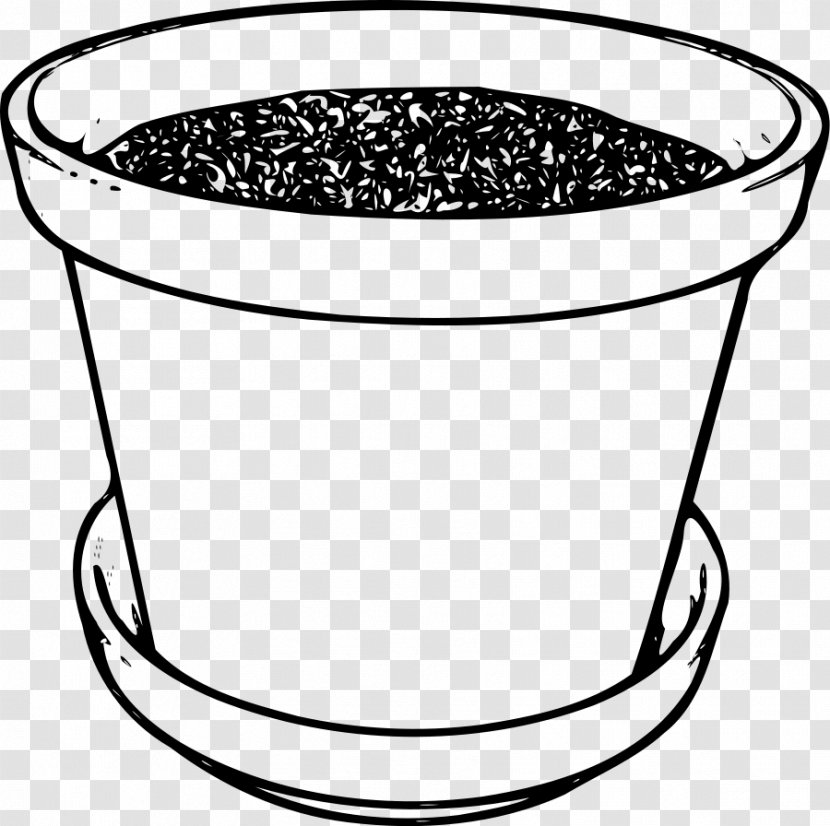 Flowerpot White Black Clip Art - Houseplant - Pot Cliparts Transparent PNG