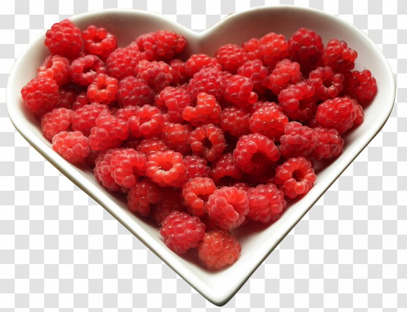 Raspberry Heart Food Health - Natural Foods - Love Plates And Raspberries Transparent PNG
