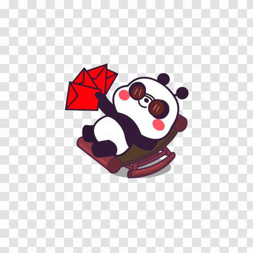 Red Envelope Sticker WeChat Chinese New Year Tencent QQ - A Panda With Transparent PNG