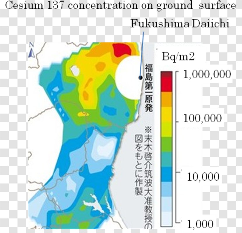 Fukushima Daiichi Nuclear Disaster Caesium-137 Chernobyl Prefecture - Hot Map Transparent PNG