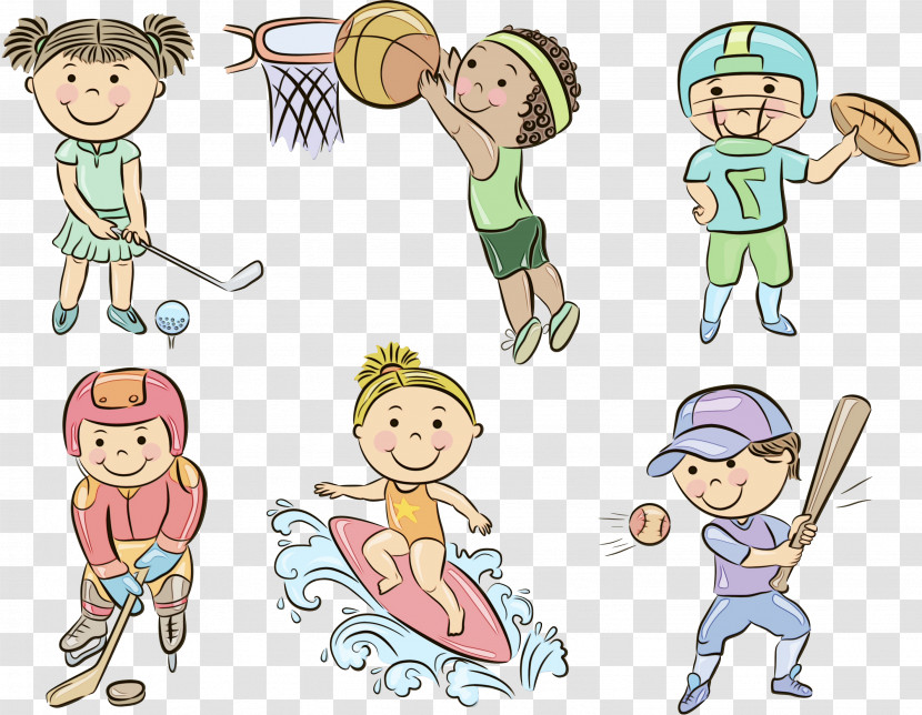 Cartoon Playing Sports Child Playing With Kids Sharing Transparent PNG