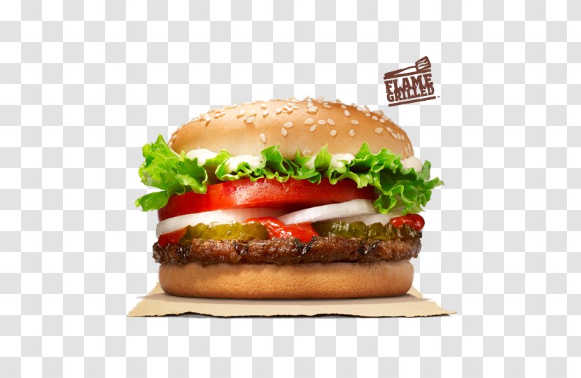 Whopper Hamburger Cheeseburger Chicken Sandwich Big King - Fast Food Restaurant - Grilled Transparent PNG