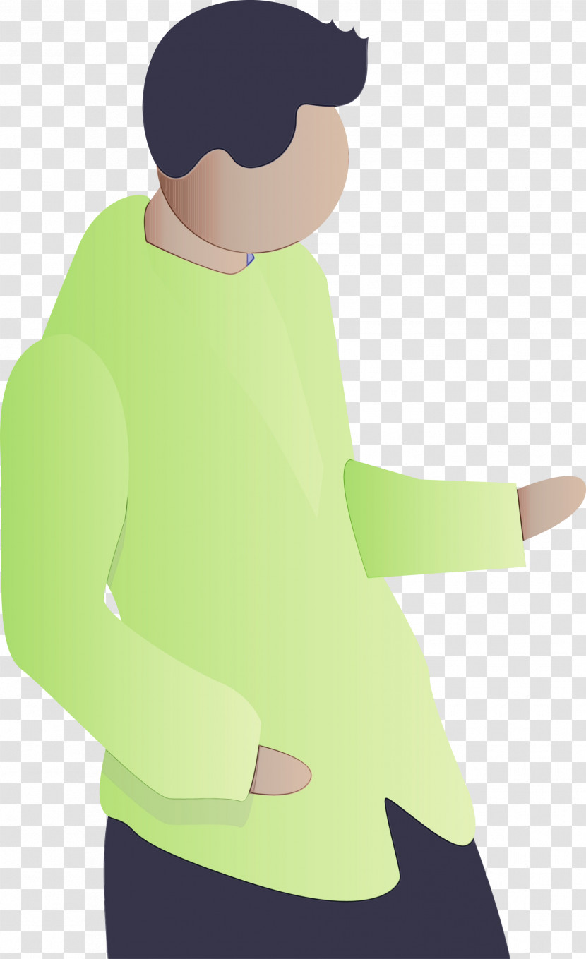 Green Sleeve Standing Shoulder Cartoon Transparent PNG