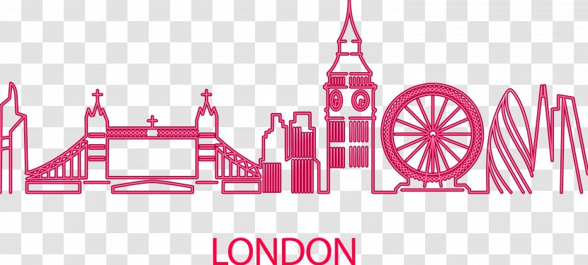 Big Ben Building Clip Art - Logo - London City Pink Artwork Transparent PNG