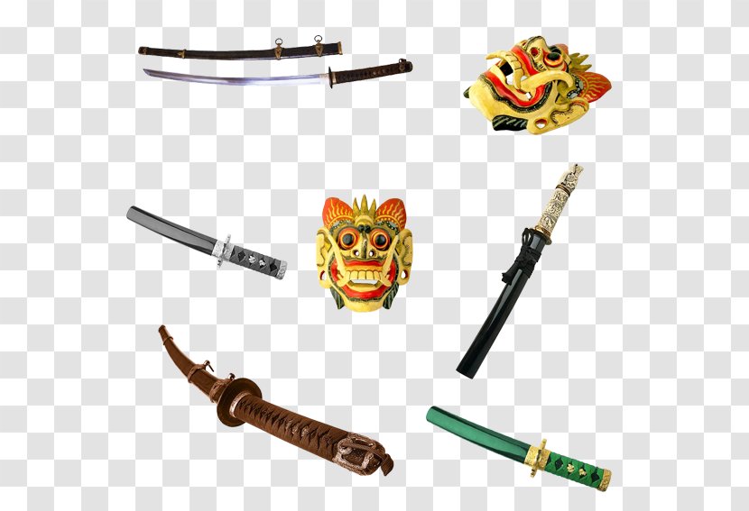 Japan Weapon Katana Samurai - Japanese Mask Collection Transparent PNG