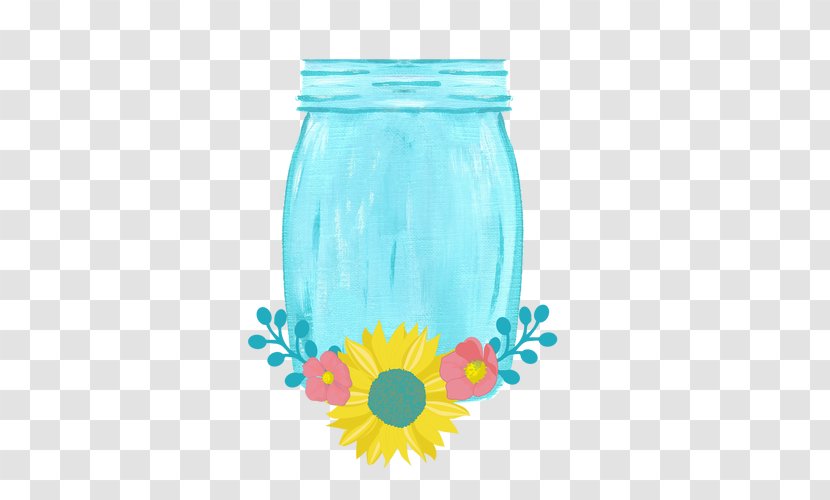 Mason Jar Vase Common Sunflower Youth - With Flowers Transparent PNG