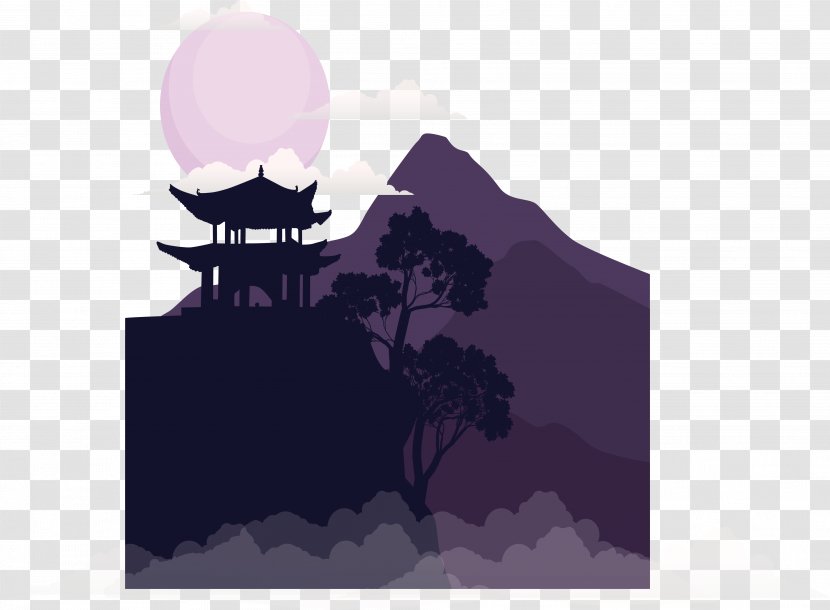 Download Illustration - Violet - Moonlight In The Mountains Transparent PNG