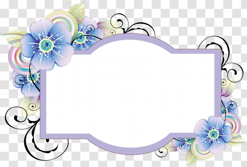 Blue Flower Rose Clip Art - Rectangle - Frames Florais Transparent PNG