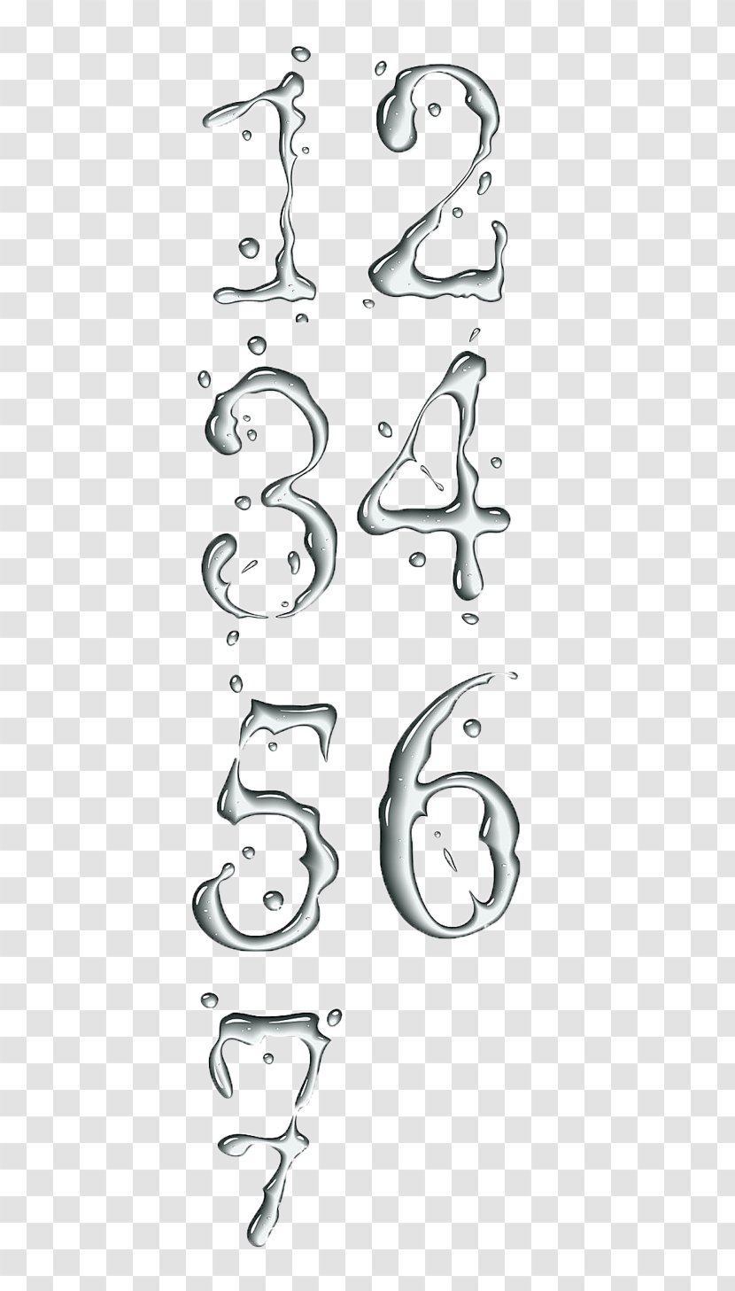 Numerical Digit Arabic Numerals Water Drop - Droplets 1234567 Transparent PNG