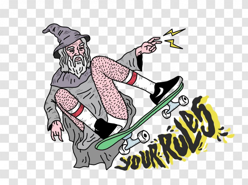 Cartoon Illustration - Art - Skateboard Wizard Transparent PNG
