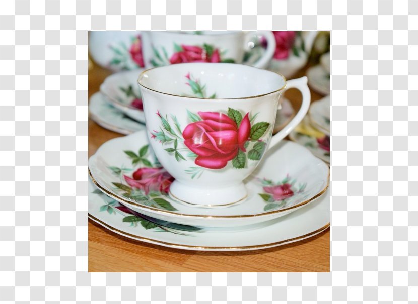 Coffee Cup Tea Saucer Porcelain Tableware - Cake Plate Transparent PNG