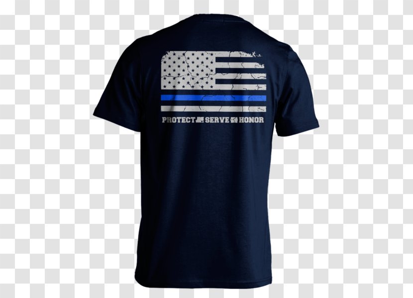T-shirt Thin Blue Line Police Law Enforcement Polo Shirt - Crew Neck Transparent PNG